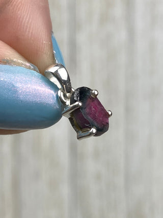 Tourmaline in Sterling Silver Pendant from Curious Muse Crystals Tagged with crystal healing, Crystal Jewelry, energy work, hide-notify-btn, pink, red, Sterling, sterling silver, tourmaline