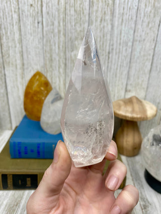 Brazilian Quartz Flame - Smoky Layers from Curious Muse Crystals Tagged with brazil, carving, clear, clear quartz, crystal, flame, hide-notify-btn, polished, quartz, tower