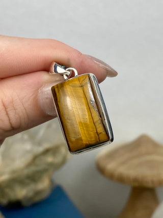 Tiger's Eye in Sterling Silver Pendant from Curious Muse Crystals Tagged with confidence, confidence crystal, hide-notify-btn, necklace, Pendant, solar plexus, solar plexus chakra, solar plexus work, sterling silver, tiger eye, tigers eye, yellow