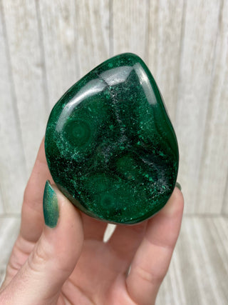 Malachite High Grade Polished Chunk from Curious Muse Crystals Tagged with Copper Stone, Crystal Healing, Dark Green Stone, Genuine Crystal, green, Hearth Chakra, hide-notify-btn, high grade, Malachite, Manifestation, Mineral Collection, Natural Mineral, polished, Raw Mineral