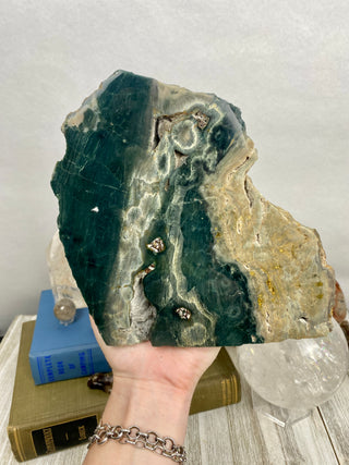 Ocean Jasper Slab | Unique Patterns from Curious Muse Crystals Tagged with Crystal healing, drusy pocket, hide-notify-btn, jasper, Madagascar mineral, mineral collection, natural mineral, ocean jasper, Orbicular jasper, peace and calming, purple, reiki healing, slab, white