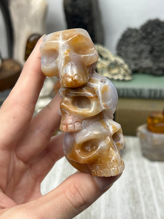 Chalcedony Crystal Skull Sculpture | Hand-Carved