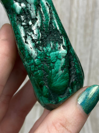 Malachite High Grade Polished Chunk from Curious Muse Crystals Tagged with Copper Stone, Crystal Healing, Dark Green Stone, Genuine Crystal, green, Hearth Chakra, hide-notify-btn, high grade, Malachite, Manifestation, Mineral Collection, Natural Mineral, polished, Raw Mineral