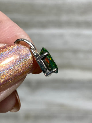 Black Opal in Sterling Silver Pendant from Curious Muse Crystals Tagged with black opal, crystal healing, Crystal Jewelry, energy work, flashy opal, hide-notify-btn, opal, opal crystal pendant, reiki crystal, Sterling, sterling silver, witchy jewelry