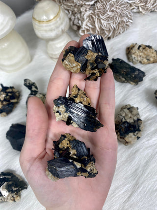 Mixed Raw Specimen from Malawi | Feldspar, Aegirine, Smoky Quartz from Curious Muse Crystals Tagged with aegirine, black, Crystal healing, Feldspar, fine mineral, genuine crystal, Malawi mineral, mineral collection, natural mineral, raw, raw specimen, smoky quartz, tourmaline