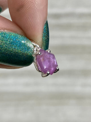 Ruby Facet in Sterling Silver Pendant from Curious Muse Crystals Tagged with asterism, corundum, crystal healing, Crystal Jewelry, energy work, hide-notify-btn, pink, red, ruby, Sterling, sterling silver