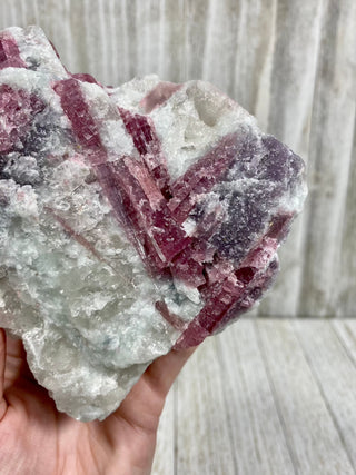 Pink Tourmaline in Albite with Lepidolite | Brazil from Curious Muse Crystals Tagged with Albite, brazil, hide-notify-btn, lepidolite, lithium, pink, raw, rubellite, tourmaline