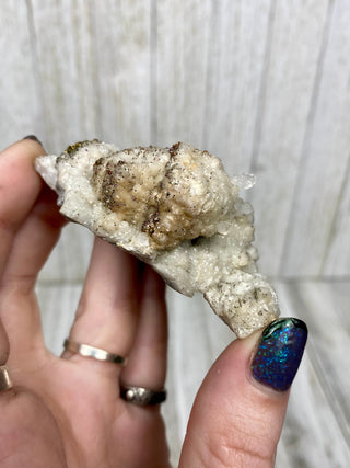 Calcite with Chalcopyrite | Cozamin Mine, Zacatecas, Mexico from Curious Muse Crystals Tagged with calcite, chalcopyrite, clear, fine mineral, gold, hide-notify-btn, mexico, raw