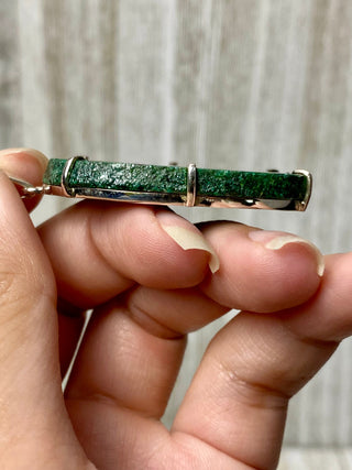 Malachite Slice in Sterling Silver Pendant from Curious Muse Crystals Tagged with copper malachite, green, hide-notify-btn, malachite, necklace, Pendant, sterling silver