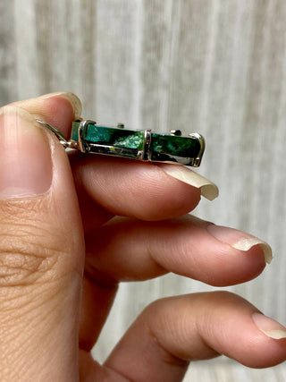 Malachite Slice in Sterling Silver Pendant from Curious Muse Crystals Tagged with copper malachite, green, hide-notify-btn, malachite, necklace, Pendant, sterling silver