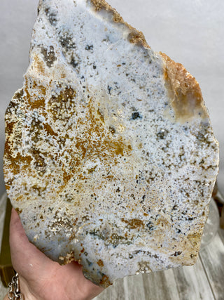 Ocean Jasper Slab | Pastel Colors from Curious Muse Crystals Tagged with Crystal healing, drusy pocket, hide-notify-btn, jasper, Madagascar mineral, mineral collection, natural mineral, ocean jasper, Orbicular jasper, peace and calming, purple, reiki healing, slab, white