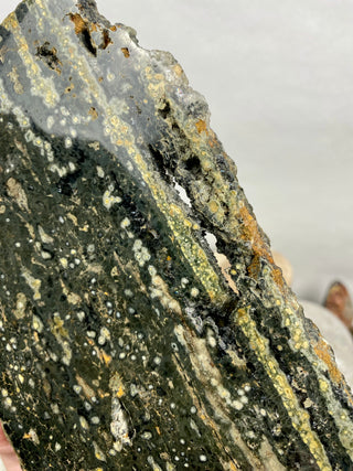 Ocean Jasper Slab | Druzy Pocket from Curious Muse Crystals Tagged with Crystal healing, drusy pocket, hide-notify-btn, jasper, Madagascar mineral, mineral collection, natural mineral, ocean jasper, Orbicular jasper, peace and calming, purple, reiki healing, slab, white