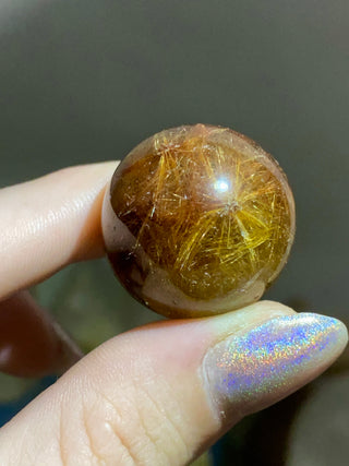 Rutile Sphere - High Grade Red and Gold Rutilated Quartz from Curious Muse Crystals Tagged with Brazilian Quartz, clear quartz, crystal energy, crystal sphere, hide-notify-btn, inclusion quartz, quartz, reiki healing, rutile, sphere