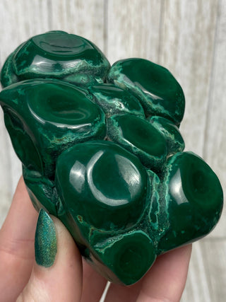 Malachite High Grade Polished Chunk from Curious Muse Crystals Tagged with Copper Stone, Crystal Healing, Dark Green Stone, Genuine Crystal, green, Hearth Chakra, hide-notify-btn, high grade, Malachite, Manifestation, Mineral Collection, Natural Mineral, polished, Raw Mineral