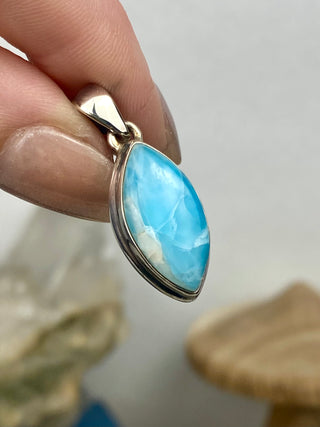 Larimar in Sterling Silver Pendant from Curious Muse Crystals Tagged with blue, crystal healing, Crystal Jewelry, energy work, hide-notify-btn, larimar, Sterling, sterling silver