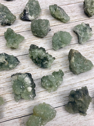 Prehnite with Epidote Cluster from Curious Muse Crystals Tagged with epidote, green, prehnite, raw, raw mineral