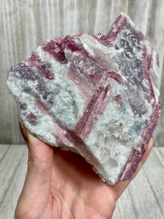 Pink Tourmaline in Albite with Lepidolite | Brazil from Curious Muse Crystals Tagged with Albite, brazil, hide-notify-btn, lepidolite, lithium, pink, raw, rubellite, tourmaline