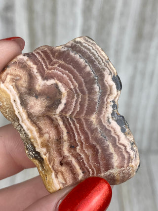 Rhodochrosite Slab from Argentina from Curious Muse Crystals Tagged with crystal, Crystal healing, crystal plate, hide-notify-btn, pink, pink crystal, reiki healing, rhodochrosite, slab, slice