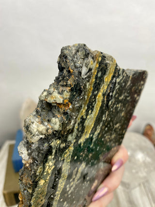 Ocean Jasper Slab | Druzy Pocket from Curious Muse Crystals Tagged with Crystal healing, drusy pocket, hide-notify-btn, jasper, Madagascar mineral, mineral collection, natural mineral, ocean jasper, Orbicular jasper, peace and calming, purple, reiki healing, slab, white