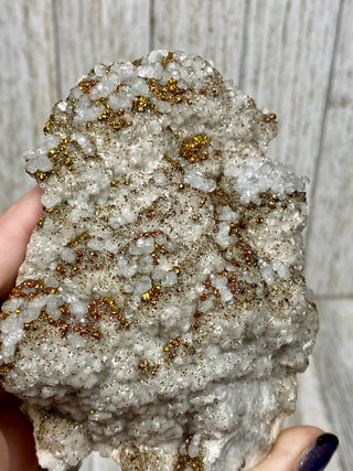 Calcite with Chalcopyrite | Cozamin Mine, Zacatecas, Mexico from Curious Muse Crystals Tagged with calcite, chalcopyrite, clear, fine mineral, gold, hide-notify-btn, mexico, raw