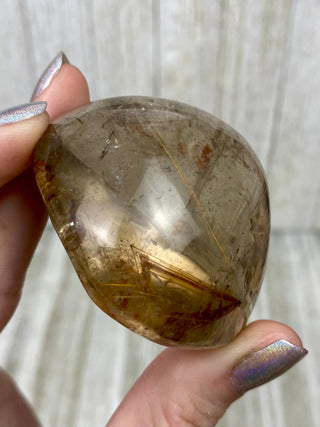 Rutile Smoky Quartz Semi-Polished Free Form High Grade from Curious Muse Crystals Tagged with clear, clear brazil quartz, crystal energy, crystal lens, genuine crystal, hide-notify-btn, polished, quartz, reiki crystal, reiki healing, rutile