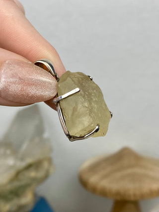 Libyan Desert Glass in Sterling Silver Pendant from Curious Muse Crystals Tagged with desert glass, hide-notify-btn, libya, necklace, Pendant, sterling silver, tektite, yellow