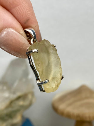 Libyan Desert Glass in Sterling Silver Pendant from Curious Muse Crystals Tagged with desert glass, hide-notify-btn, libya, necklace, Pendant, sterling silver, tektite, yellow