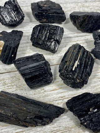 Black Tourmaline Raw Schorl Chunk from Curious Muse Crystals Tagged with black, black Tourmaline, brazil, crystal, protection, raw, raw mineral, schorl, tourmaline