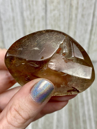 Rutile Smoky Quartz Semi-Polished Free Form High Grade from Curious Muse Crystals Tagged with clear, clear brazil quartz, crystal energy, crystal lens, genuine crystal, hide-notify-btn, polished, quartz, reiki crystal, reiki healing, rutile