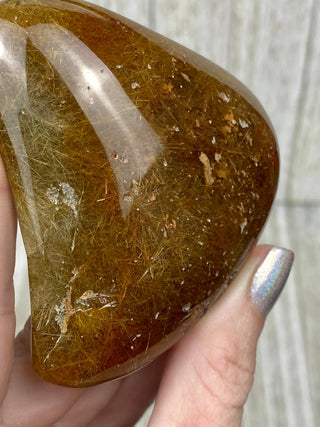 Rutile Quartz Polished Free Form High Grade from Curious Muse Crystals Tagged with clear, clear brazil quartz, crystal energy, crystal lens, genuine crystal, hide-notify-btn, polished, quartz, reiki crystal, reiki healing, rutile