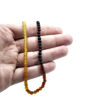 Amber Matte Ombre Beaded Necklace | 18 inch Sterling Silver Clasp from Curious Muse Crystals Tagged with amber, beaded necklace, brown, Crystal healing, crystal necklace, fine mineral, fossil, fossilized amber, genuine crystal, mineral specimen, necklace, real amber