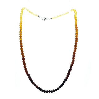Amber Matte Ombre Beaded Necklace | 18 inch Sterling Silver Clasp from Curious Muse Crystals Tagged with amber, beaded necklace, brown, Crystal healing, crystal necklace, fine mineral, fossil, fossilized amber, genuine crystal, mineral specimen, necklace, real amber