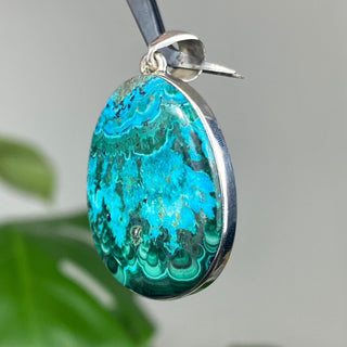 Malachite & Chrysocolla in Sterling Silver Pendant from Curious Muse Crystals Tagged with blue, chrysocolla, green, hide-notify-btn, malachite, necklace, Pendant, sterling silver