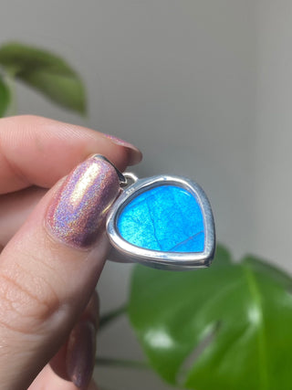 Blue Flash Labradorite in Sterling Silver Pendant | BL1 from Curious Muse Crystals Tagged with big crystal necklace, blue, blue crystal jewelry, blue labradorite, crystal energy, Crystal Jewelry, full flash lab, Labradorite, Pendant, reiki healing, silver crystal jewel, Sterling, sterling silver