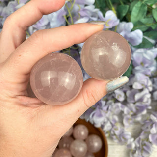 Rose Quartz Sphere | 1" Crystal Sphere from Curious Muse Crystals Tagged with Brazilian mineral, Crystal healing, crystal sphere, genuine crystal, heart healing, kindness crystal, natural mineral, pink, pink crystal, pink quartz, quartz, reiki crystal, rose quartz, self love, sphere