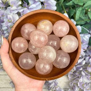 Rose Quartz Sphere | 1" Crystal Sphere from Curious Muse Crystals Tagged with Brazilian mineral, Crystal healing, crystal sphere, genuine crystal, heart healing, kindness crystal, natural mineral, pink, pink crystal, pink quartz, quartz, reiki crystal, rose quartz, self love, sphere