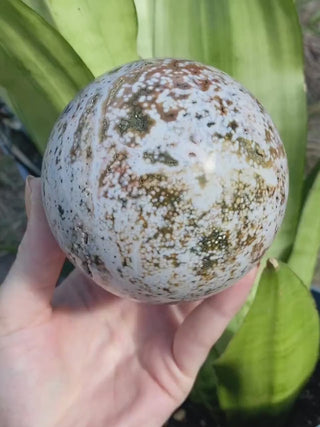 Ocean Jasper Sphere with Druzy Pockets