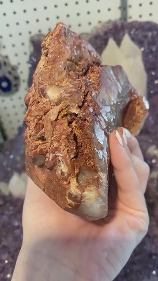 Red Quartz - Hematite included Quartz with Trigonic Record Keepers