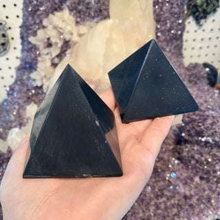 Onyx Square Pyramid from Curious Muse Crystals Tagged with black, black crystal, onyx, protection, protection charm, protection crystal, pyramid
