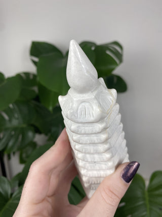White Jade Pagoda Carving from Curious Muse Crystals Tagged with carving, hide-notify-btn, jade, sacred space, statue, white, white jade