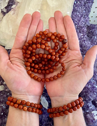 Red Jasper 8mm Round Bead Crystal Bracelet - Grounding & Stability from Curious Muse Crystals Tagged with 8mm bead bracelet, bracelet, crystal jewelry, gemstone jewelry, grounding jewelry, jasper, red, red gemstone, round bead, round bead bracelet