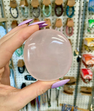 Rose Quartz Palm Stone - Self Love & Kindness from Curious Muse Crystals Tagged with Brazilian mineral, Crystal healing, genuine crystal, heart healing, kindness crystal, natural mineral, palm stone, palmstone, pink, pink crystal, pink quartz, pocket crystal, rose quartz, self love