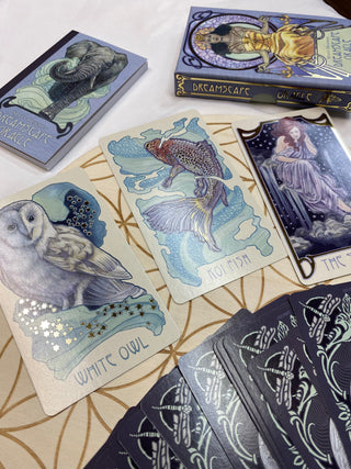 Dreamscape Oracle - Alternative Divination - Gilded Oracle Major Arcana Minor Arcana from U.S. Games Systems, Inc Tagged with alternative tarot, divination tool, dreamscape oracle, ethereal visions, gilded oracle, major arcana, Matt Hughes, modern oracle, oracle, Oracle deck, soft pastel tarot, tarot deck, throat chakra, with guidebook