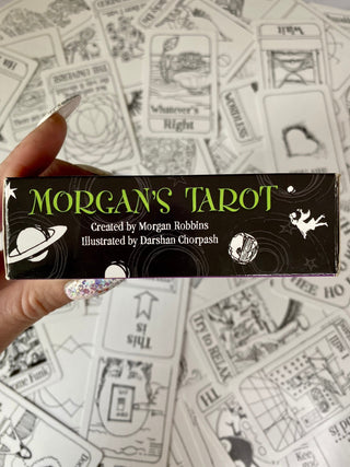 Morgan's Tarot Deck - Alternative Divination - Hippie Oracle Deck from U.S. Games Systems, Inc Tagged with alternative tarot, black and white, deck, divination tool, hippie tarot, intuitive divination, intuitive tool, modern witch, morgans tarot, retro tarot, simple oracle deck, tarot, tarot deck, throat chakra, with guidebook