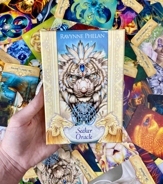 Seeker Oracle Deck  - Alternative Divination - Animal Oracle from Blue Angel Inc Tagged with alternative tarot, animal oracle, deck, divination tool, higher wisdom, intuitive divination, messenger oracle, modern witch, oracle, seeker oracle, spiritual awakening, tarot deck, throat chakra, with guidebook