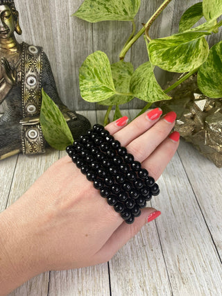 Black Onyx 8mm Round Bead Crystal Bracelet from Curious Muse Crystals Tagged with 8mm beads, balance stone, black, black onyx, black stone beads, bracelet, crystal bracelet, crystal jewelry, gemstone bead, gemstone jewelry, grounding, healing jewelry, natural crystal, onyx bead bracelet, protection bracelet