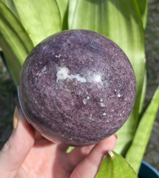 Lepidolite Sphere | Lithium in Mica and Quartz from Curious Muse Crystals Tagged with hide-notify-btn, lepidolite, lithium, mica, purple, purple crystal, sphere