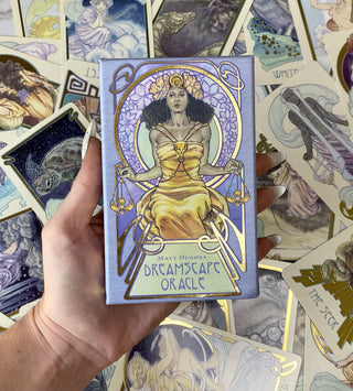 Dreamscape Oracle - Alternative Divination - Gilded Oracle Major Arcana Minor Arcana from U.S. Games Systems, Inc Tagged with alternative tarot, divination tool, dreamscape oracle, ethereal visions, gilded oracle, major arcana, Matt Hughes, modern oracle, oracle, Oracle deck, soft pastel tarot, tarot deck, throat chakra, with guidebook