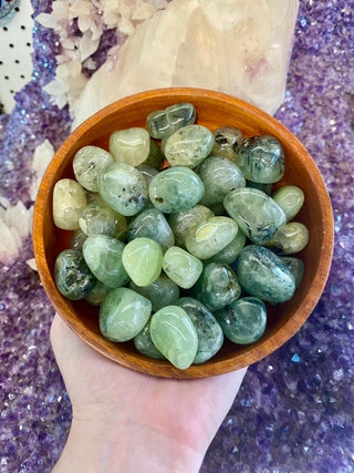 Prehnite with Epidote Tumbled Stone - Prehnite with Epidote Raw Cluster - Heart Healer and Synchronicity from Curious Muse Crystals Tagged with Crystal healing, emotional support, empath stone, epidote, genuine crystal, green, healer of healers, heart healing, mineral collection, natural mineral, prehnite, reiki healing, self love, tumbled stone