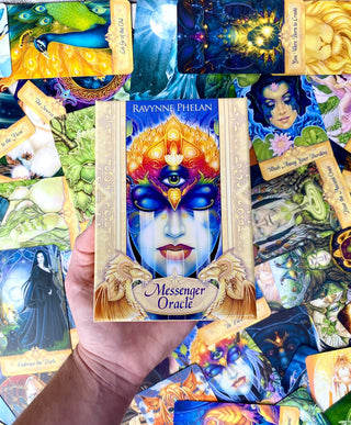 Messenger Oracle Deck  - Alternative Divination from Blue Angel Inc Tagged with alternative tarot, animal oracle, divination tool, higher wisdom, intuitive divination, messenger oracle, modern witch, oracle, powerful oracle card, seeker oracle, spiritual awakening, tarot, throat chakra, with guidebook